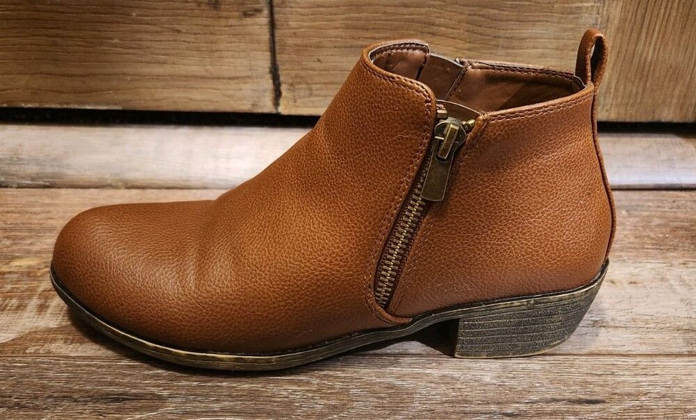 Ladies Size 6.5 Jessica Cline Zip Up Ankle Boots Brown Faux Leather. - Picture 2 of 10